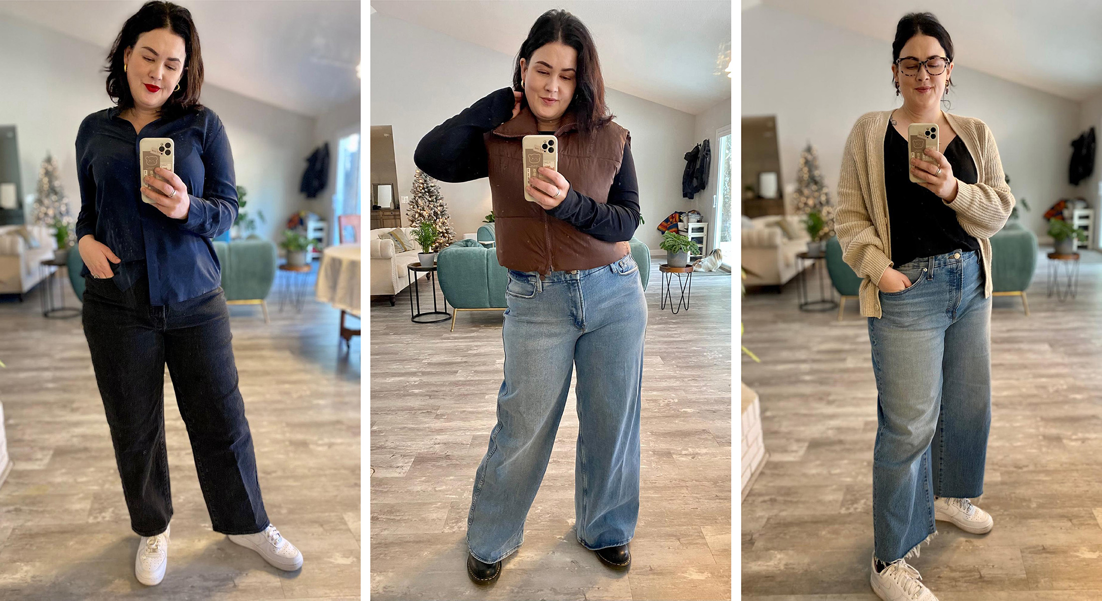 3 Winter Outfits, Ft. The Finest Curvy Broad-Leg Denims