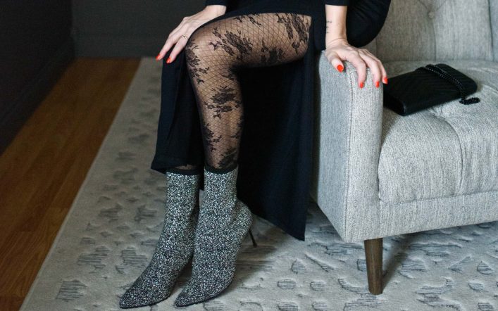 Spice Up Horny Winter Outfits W/ Lacy Black Tights